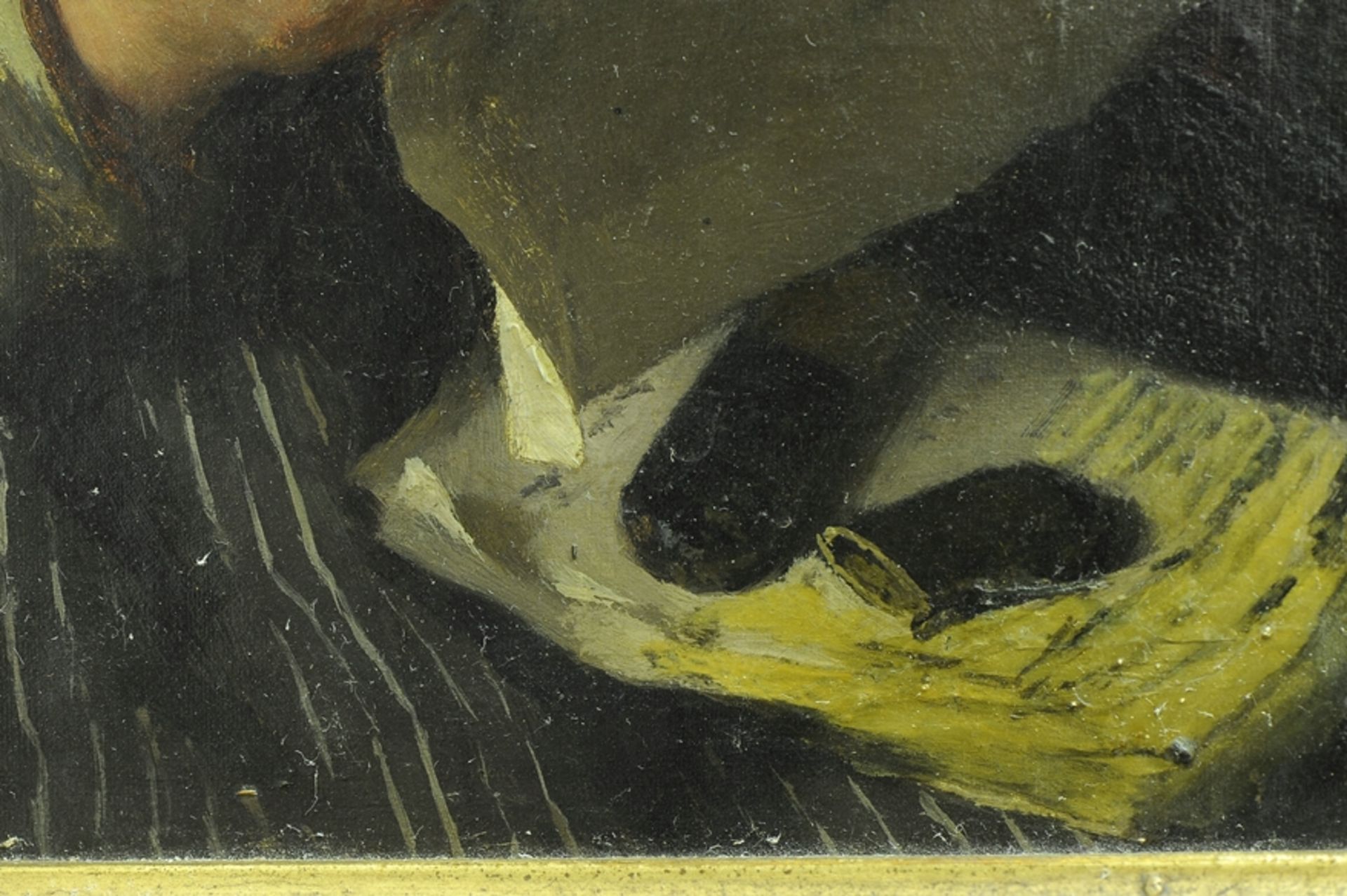 "Die Zeitungsleserin" - Genre-Gemälde, Öl auf Leinwand, unsignierte, akademische Malerei um 1890, c - Image 8 of 10
