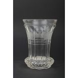 Teplitz'er Badebecher/Ansichtenbecher "1850" datiert, dickwandiges, farbloses Glas, 8kantig geschli