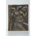 Erotisches Bronzerelief, plastisch ausgearbeitetes, schweres, bräunlich patiniertes Bronzerelief/Re