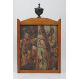 Antike Bilderuhr/Wanduhr um 1800/20, Kirschbaum - Holzrahmen mit ebonisiertem Vasenabschluss, die d