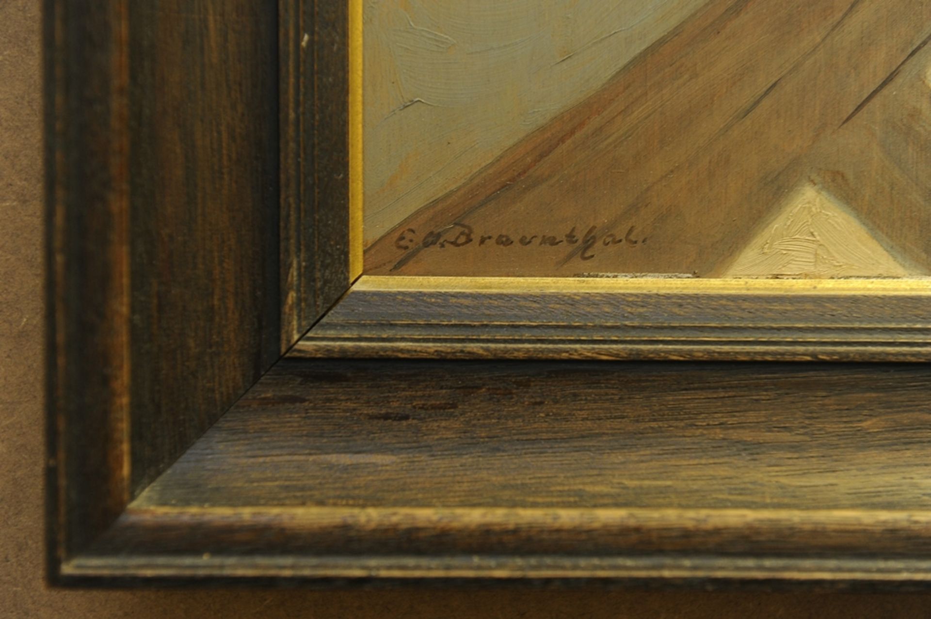 "Lichtdurchfluteter Gang" - Gemälde, Öl auf Sperrholzplatte, ca. 36 x 26 cm, unten links signiert " - Image 3 of 7