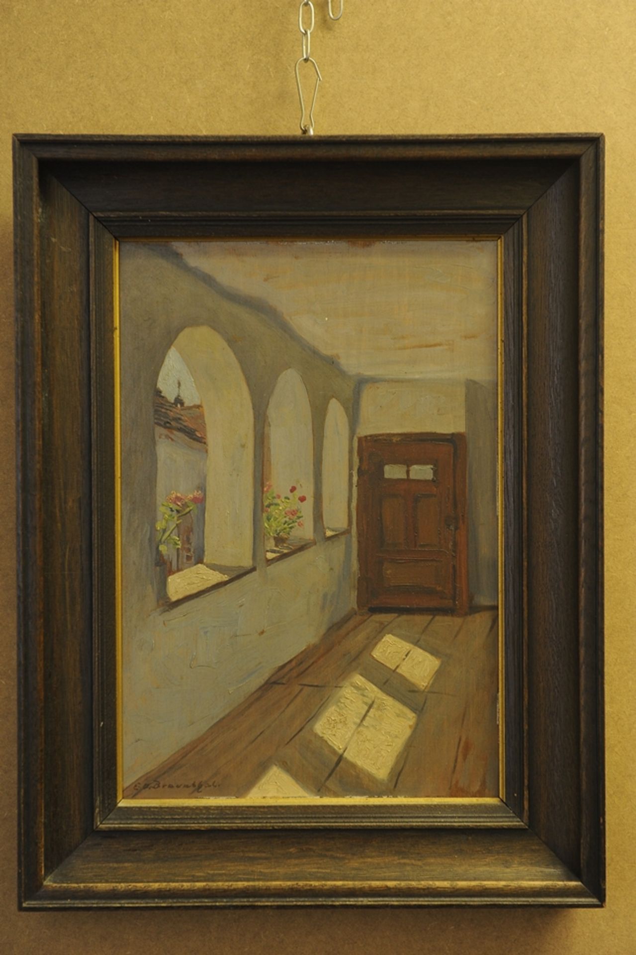 "Lichtdurchfluteter Gang" - Gemälde, Öl auf Sperrholzplatte, ca. 36 x 26 cm, unten links signiert " - Image 2 of 7