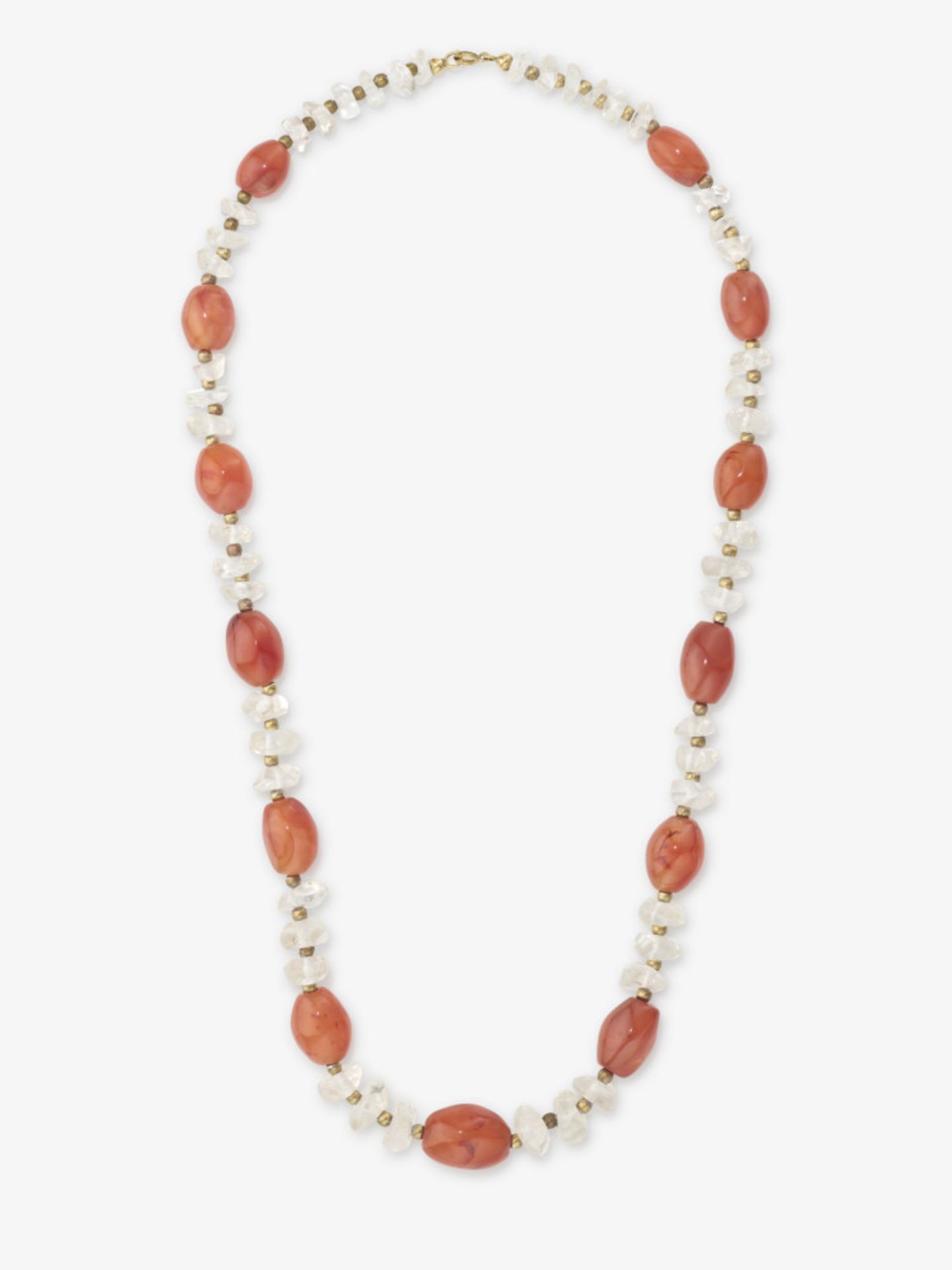 A necklace with rock crystal and carnelian, carnelian ring - Image 6 of 6