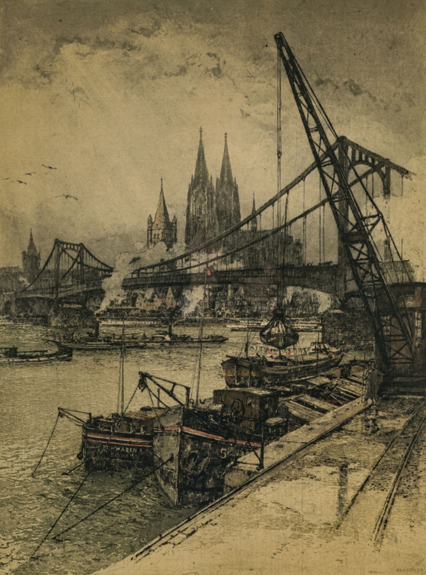 Hafen von Köln - Boote am Ufer - Bild 3 aus 4