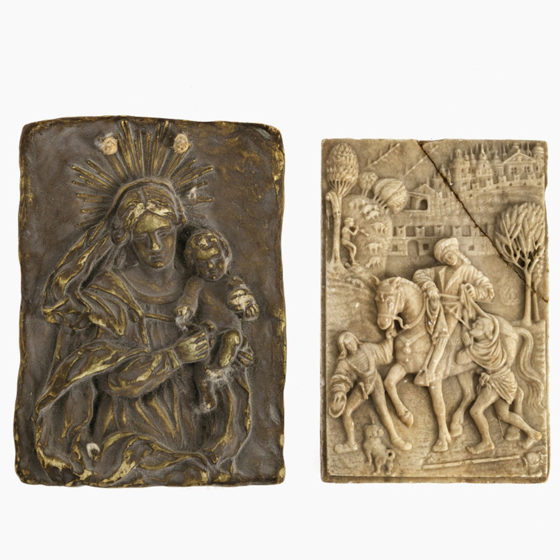 Zwei Reliefs Hl. Martin und Maria mit Kind - Bild 2 aus 2