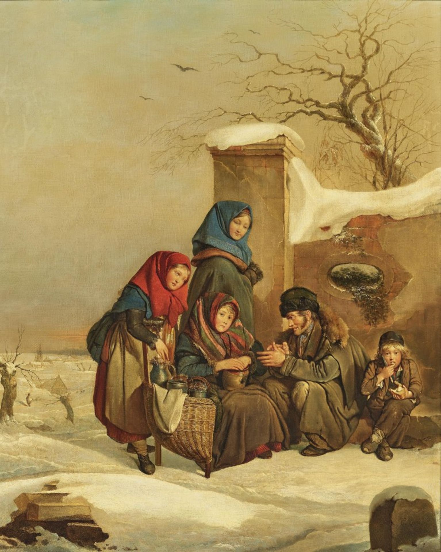 Friedrich Traugott Georgi  - Rastende Reisende in Winterlandschaft    - Bild 2 aus 4