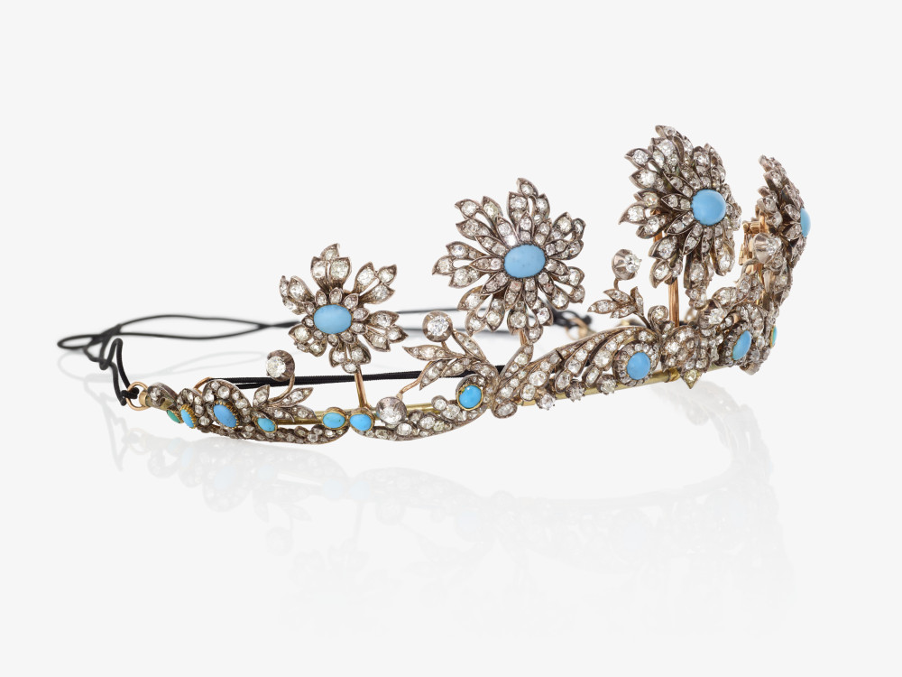 A tiara with turquoise and diamonds - Image 5 of 16