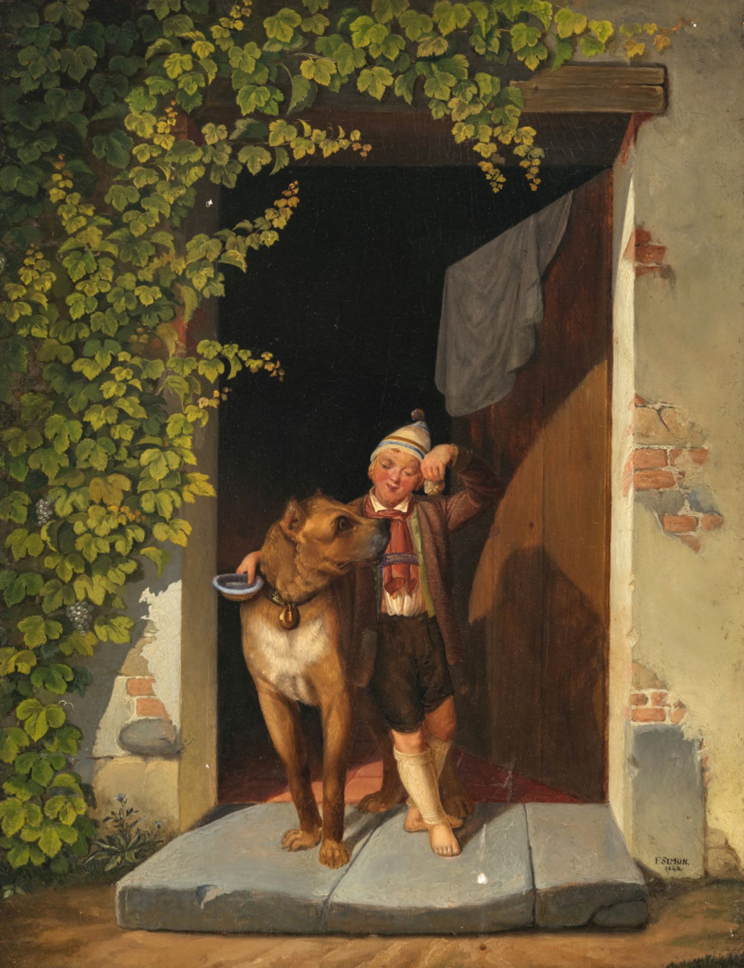 Friedrich Simon  - Junge mit Dogge im Hauseingang   