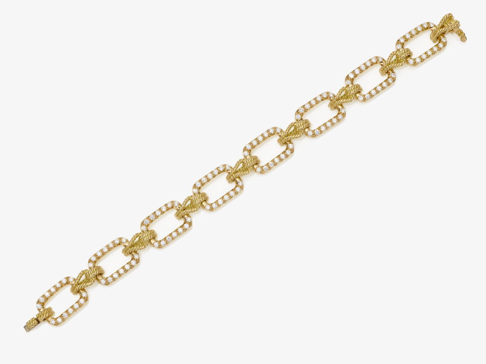 A link bracelet decorated with brilliant cut diamonds - Image 4 of 4