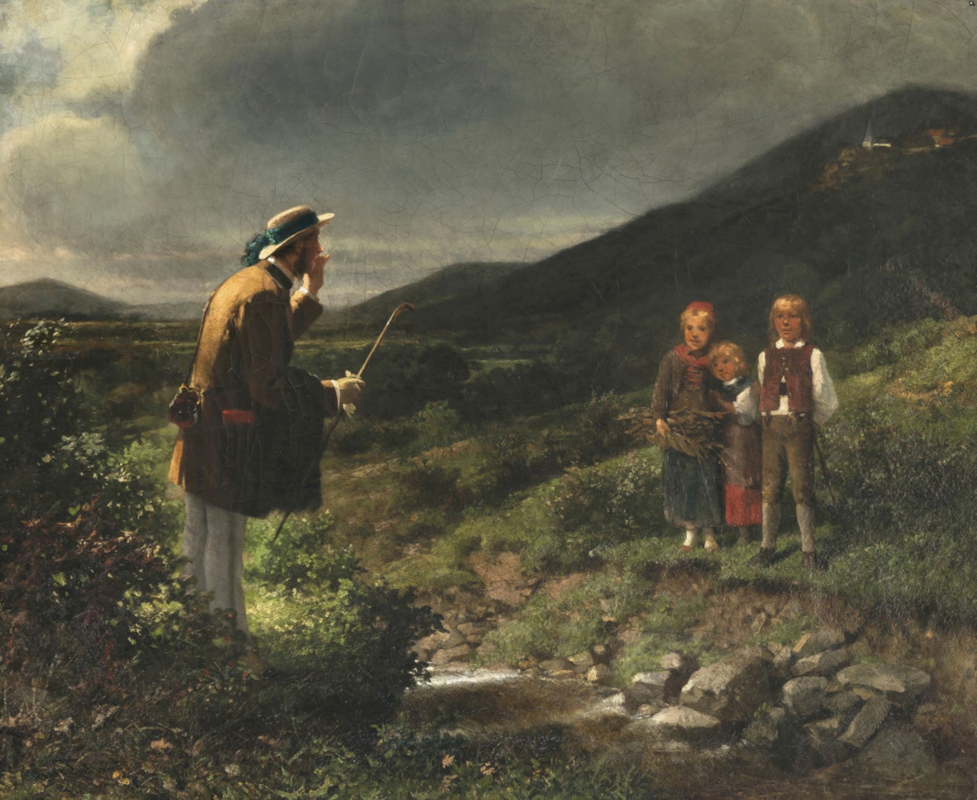 The summer visitor meets three peasants' children