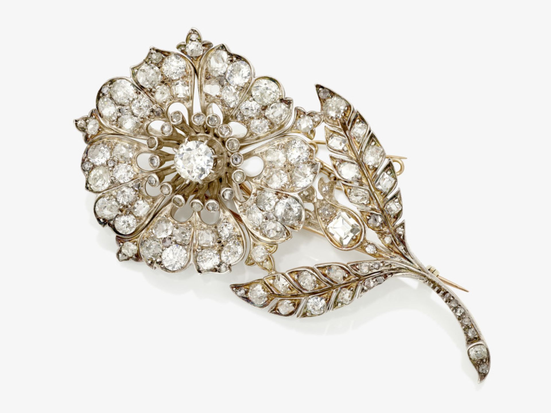 A brooch in the shape of a large flower
