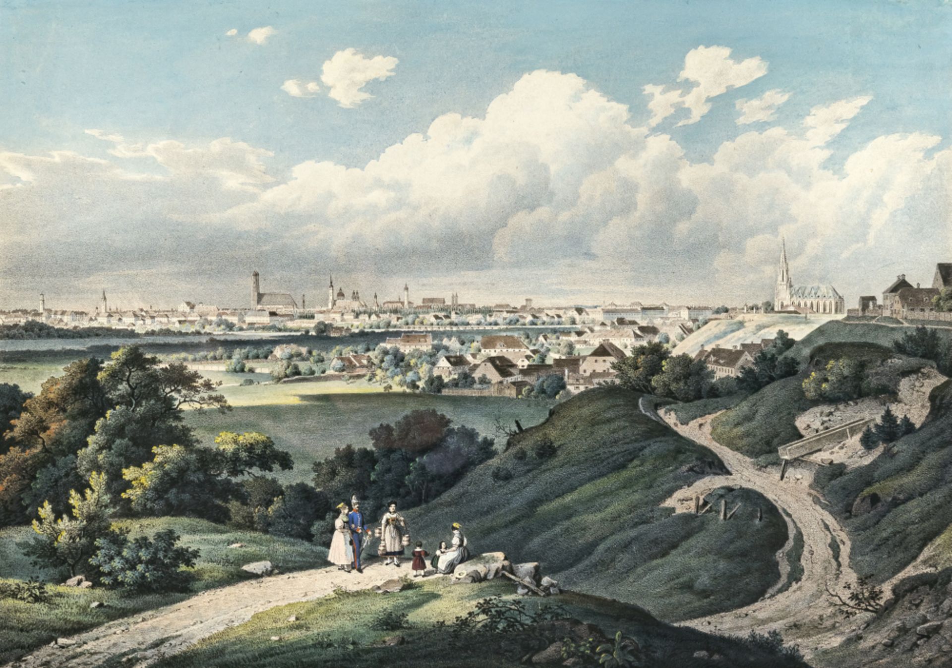 Carl Friedrich Heinzmann  - ''Ansicht von München von der Giesinger Höhe 1838''    - Bild 2 aus 4