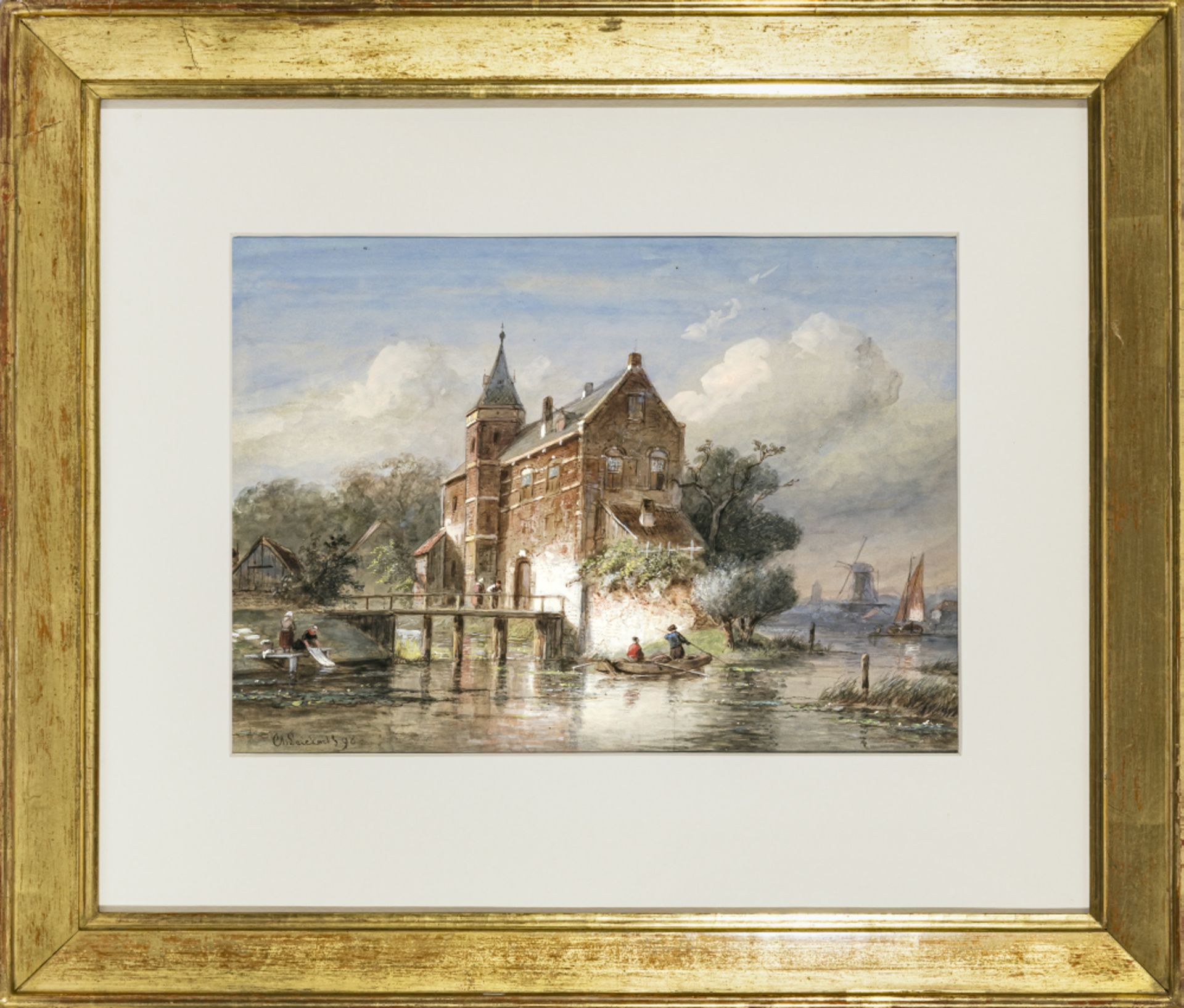 Charles Henri Joseph Leickert  - Holländische Flusslandschaft mit Figurenstaffage    - Bild 4 aus 4