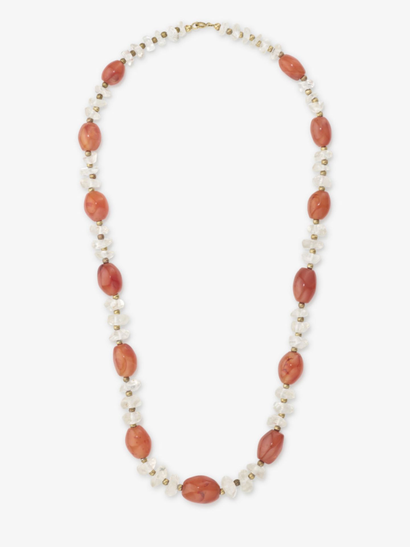 A necklace with rock crystal and carnelian, carnelian ring - Image 5 of 6