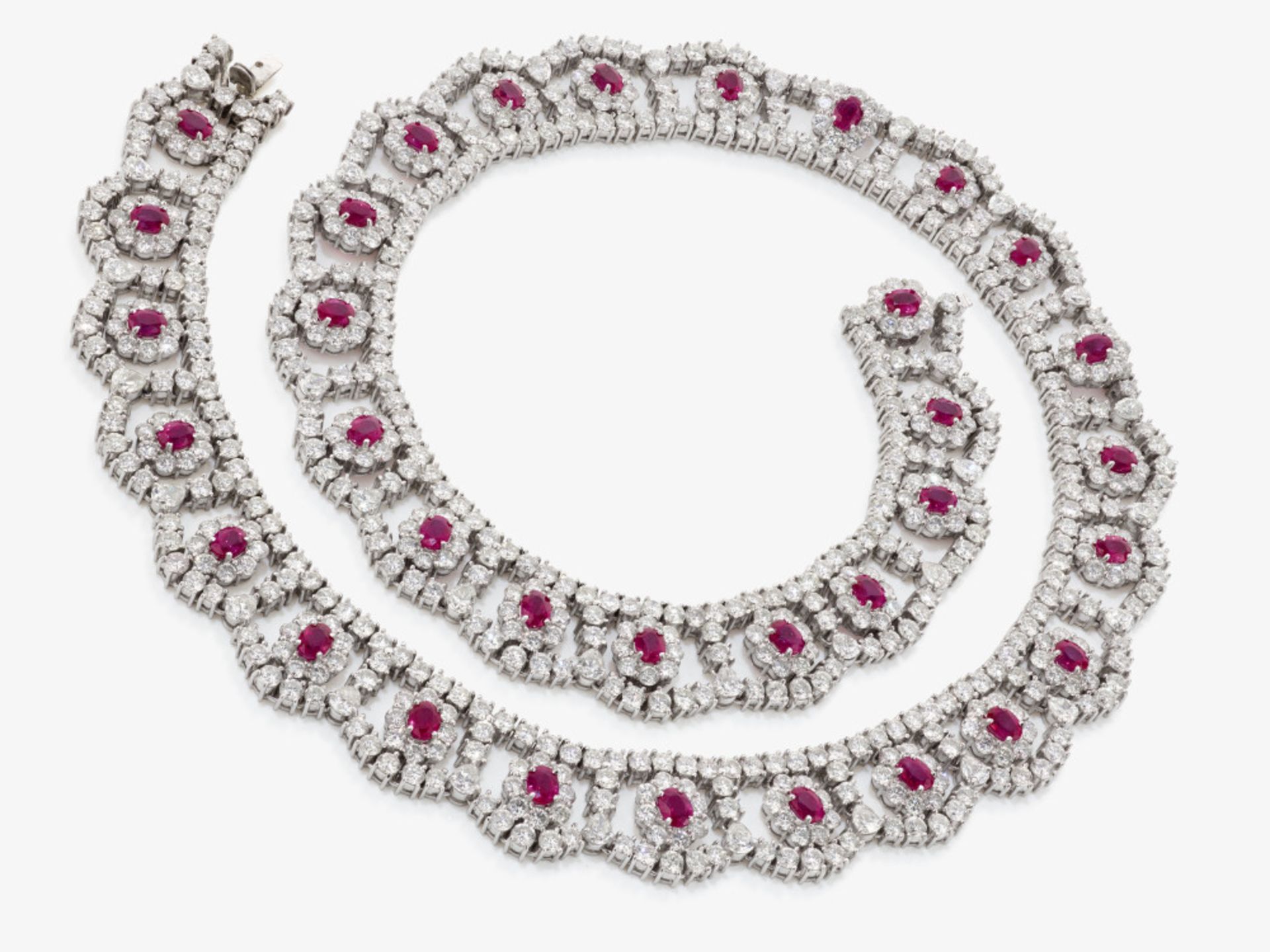 A necklace with rubies and brilliant-cut diamonds