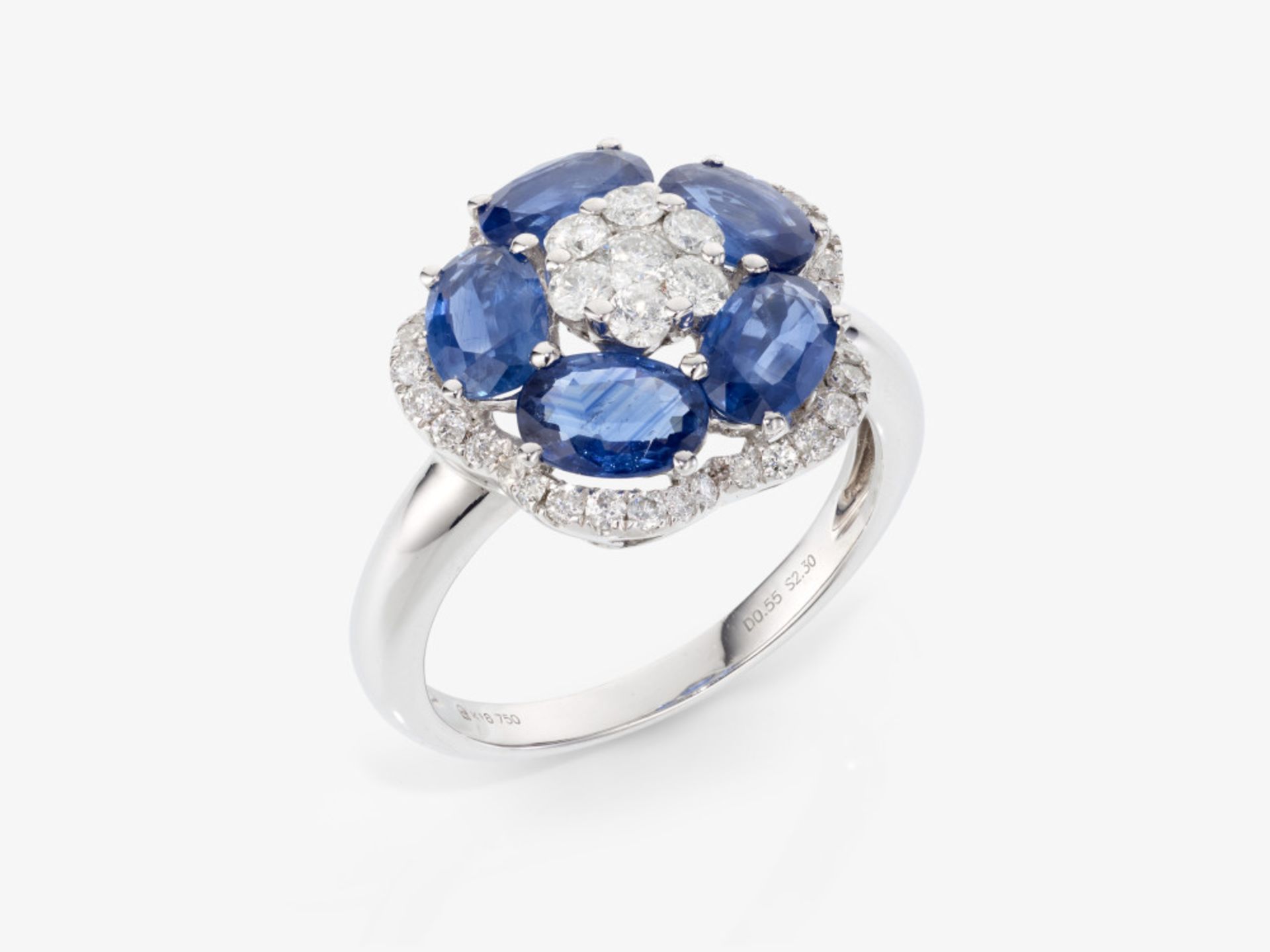 An entourage-like cocktail ring decorated with sapphires and brilliant-cut diamonds - Image 2 of 4