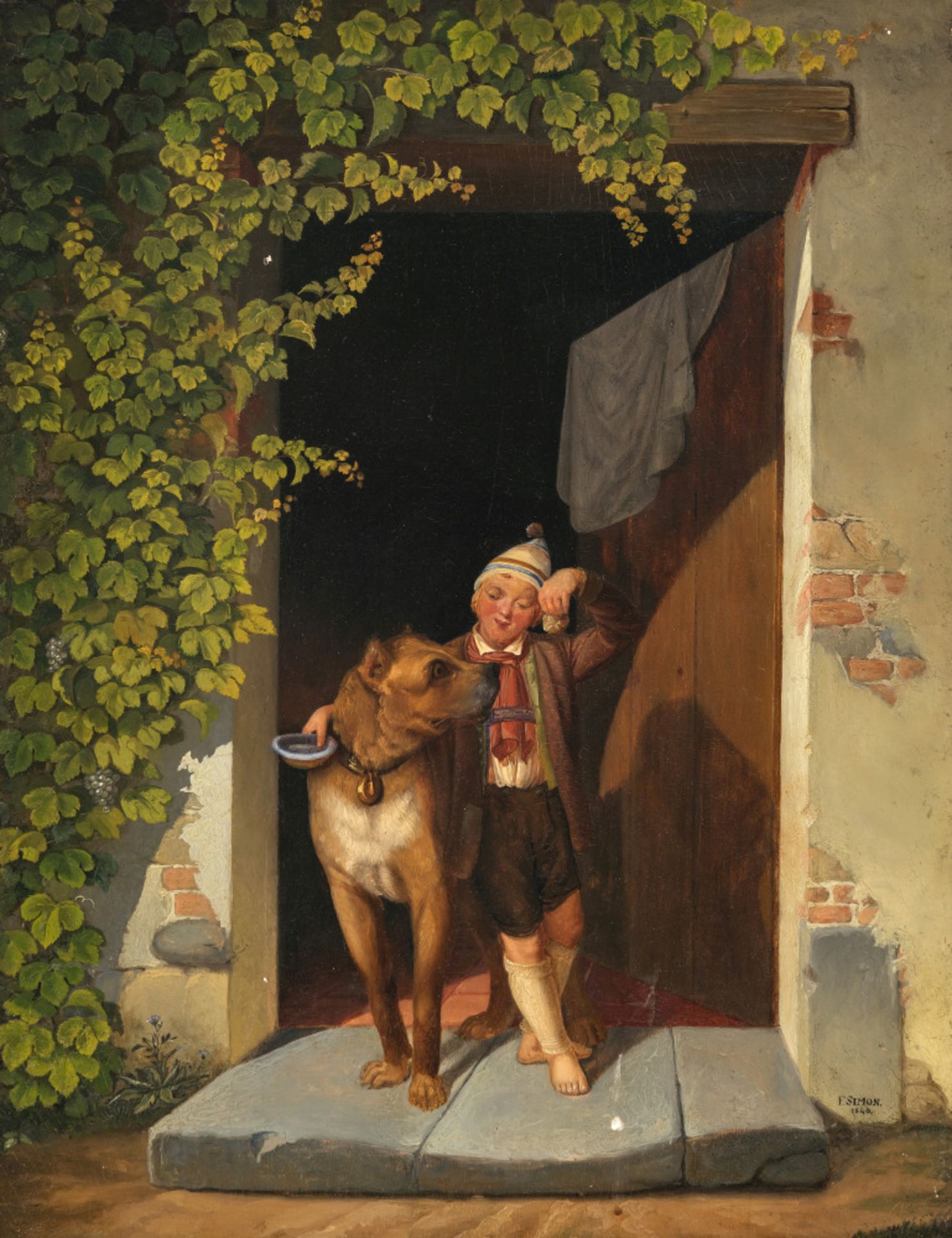 Friedrich Simon  - Junge mit Dogge im Hauseingang    - Bild 2 aus 4