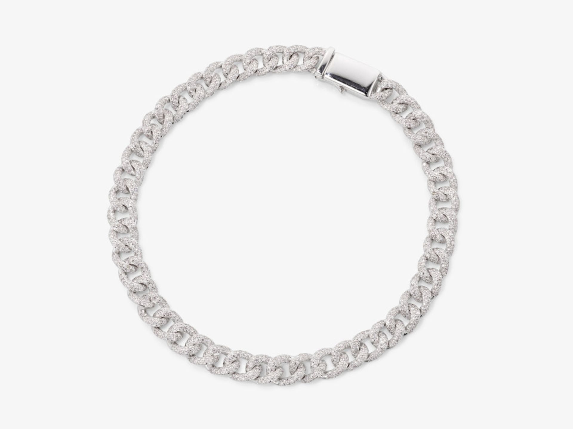 A classic link bracelet decorated with brilliant-cut diamonds - Image 2 of 2