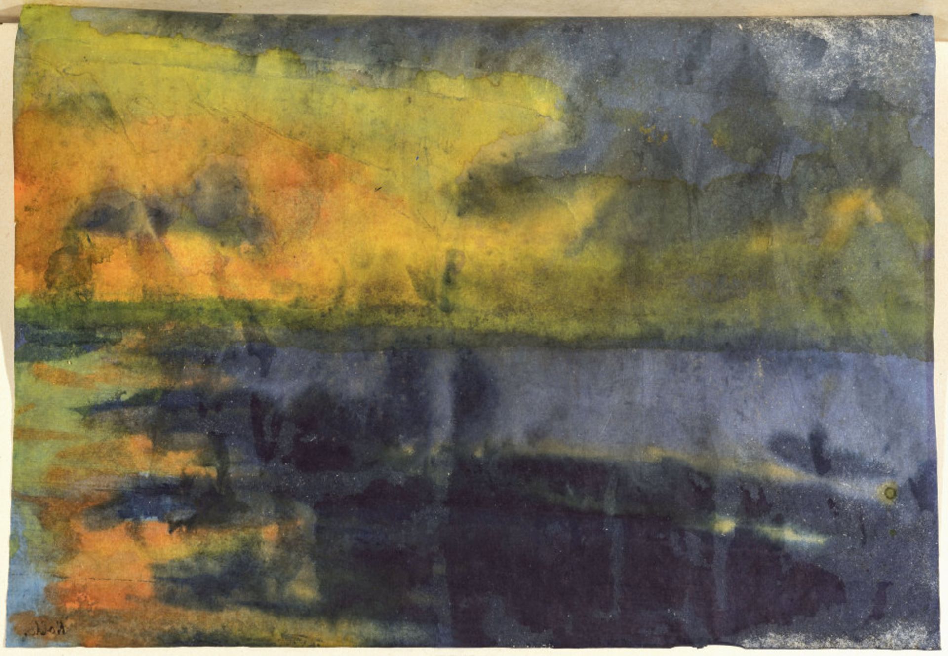 Emil Nolde  - Abendliches Meer mit Dampfer. Um 1930/40    - Bild 4 aus 6