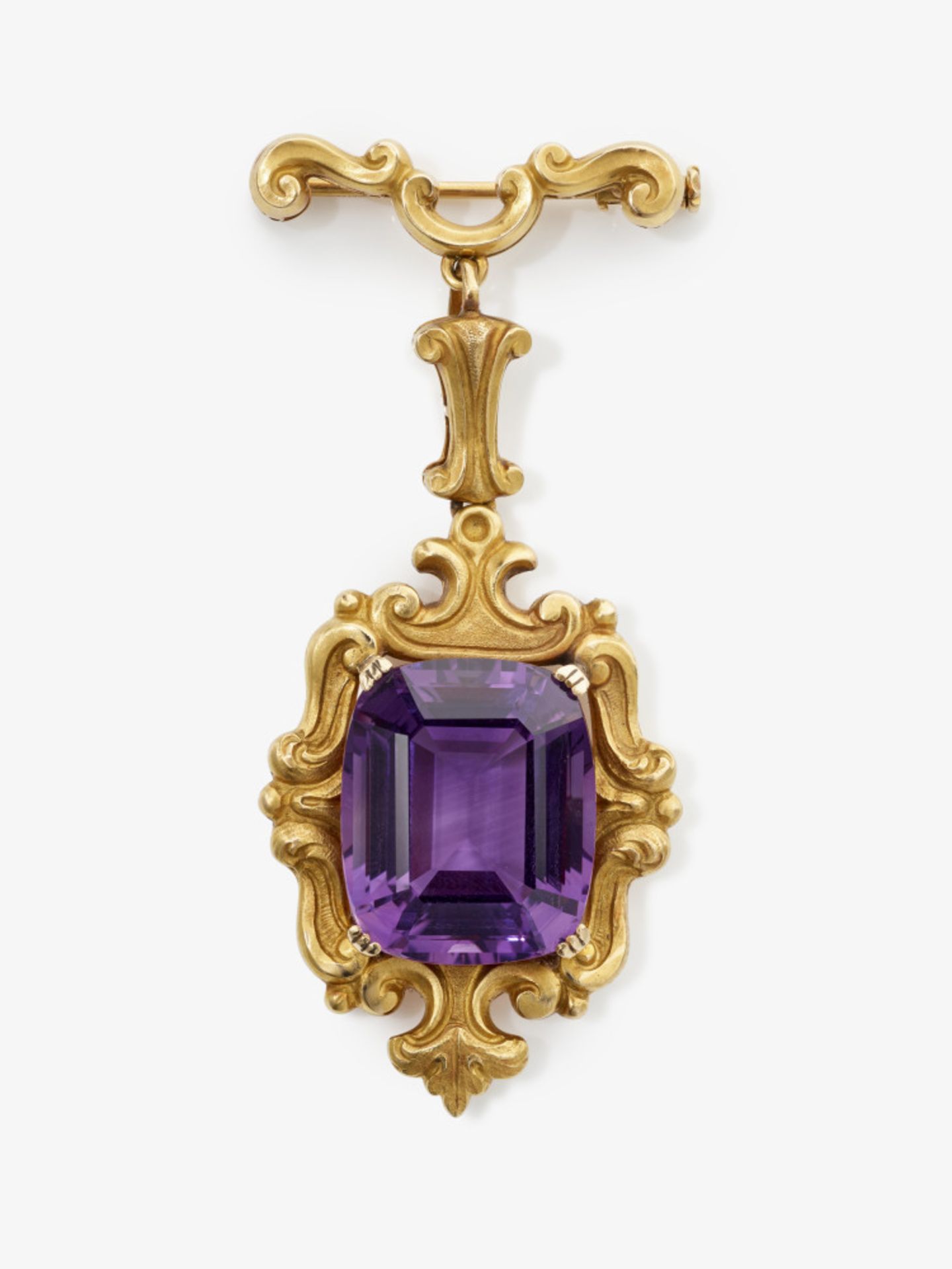 Historischer Korsageanhänger und Brosche verziert mit einem Amethyst - Bild 4 aus 4