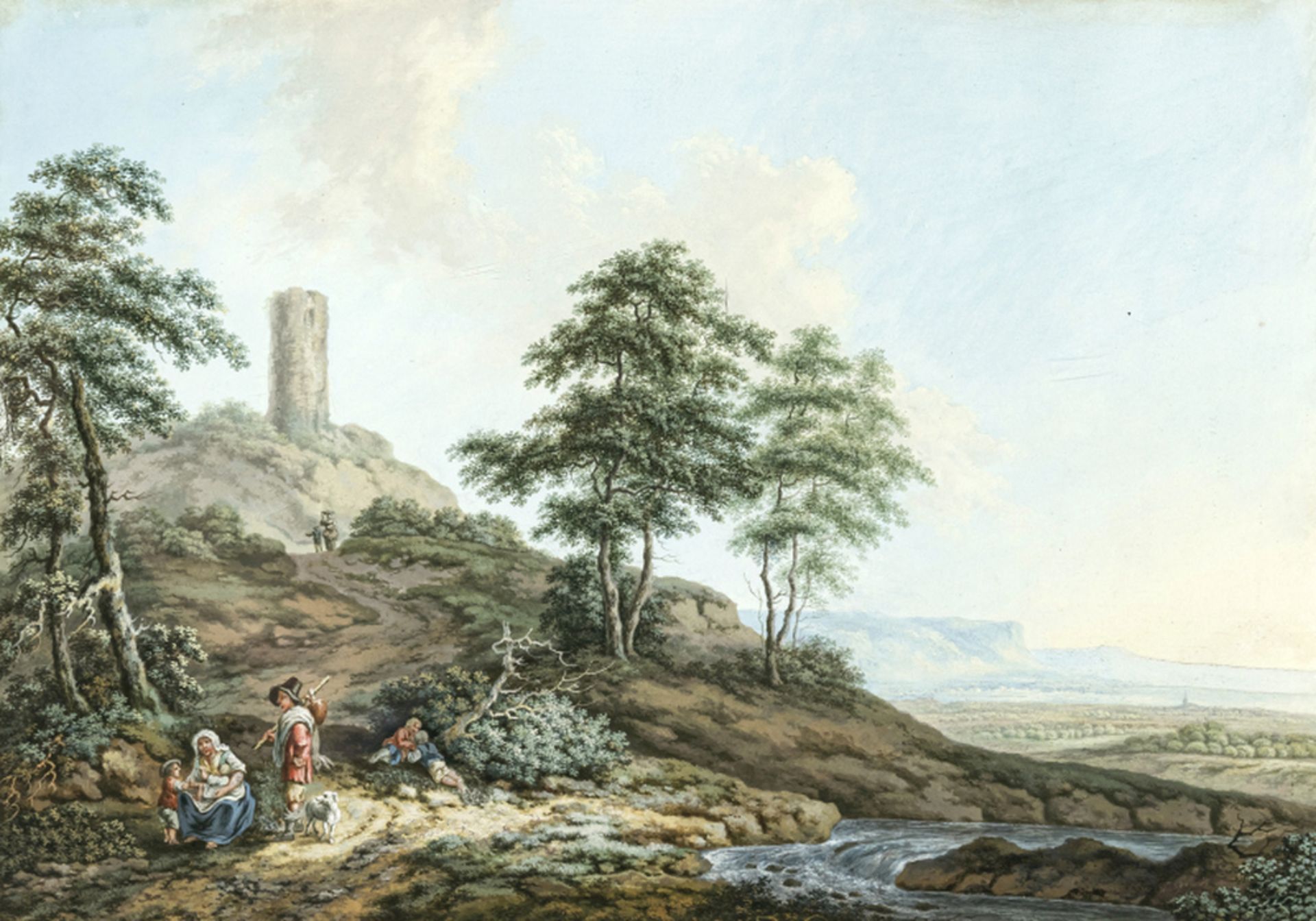 Landscape with resting peasants