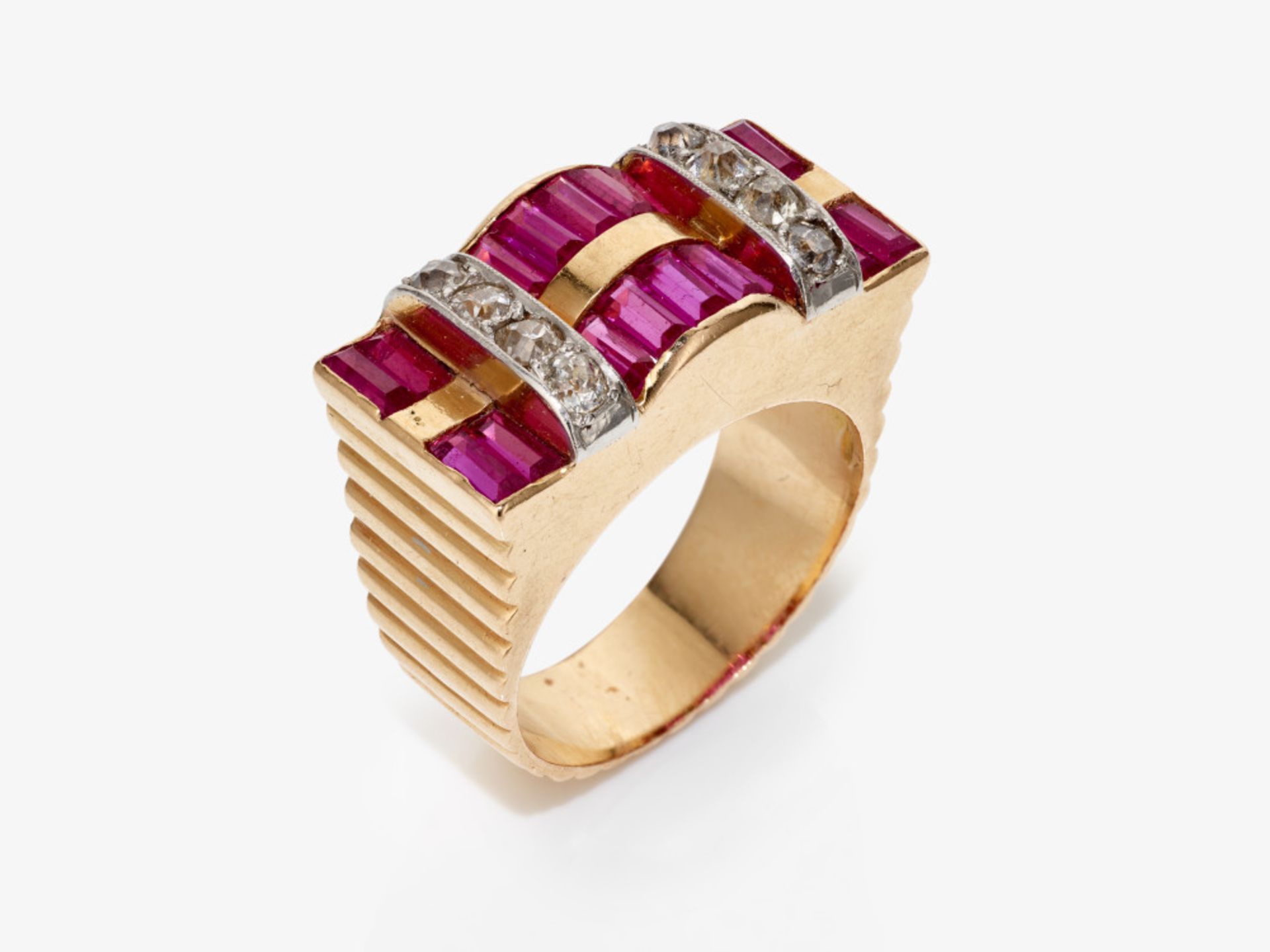 A ring with rubies and diamonds