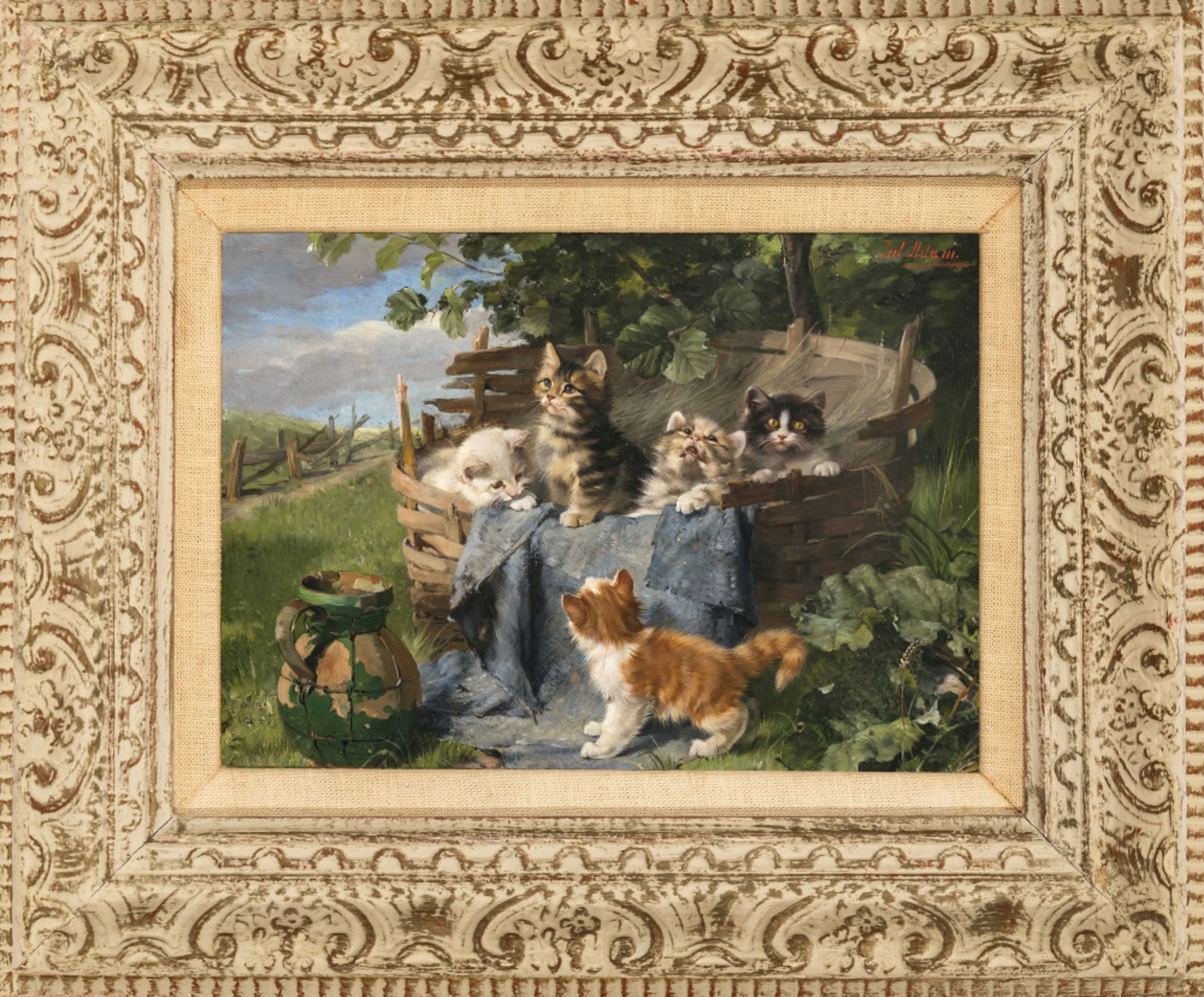 Julius Adam d. J.  - Fünf Kätzchen mit Weidenkorb    - Bild 4 aus 4