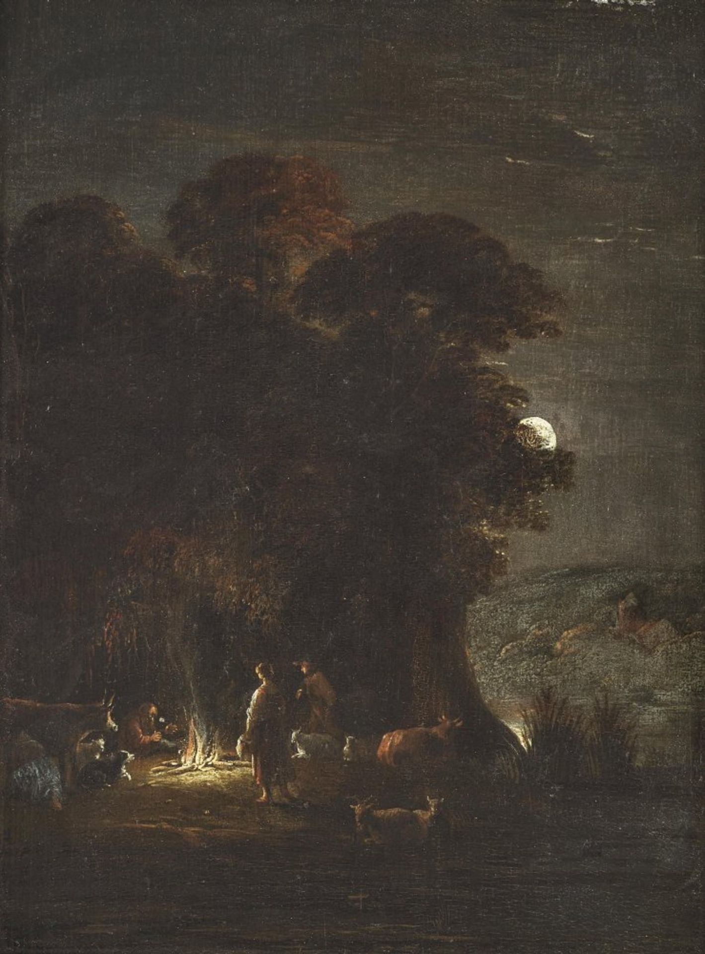 Shepherds around the campfire at full moon - Image 2 of 4