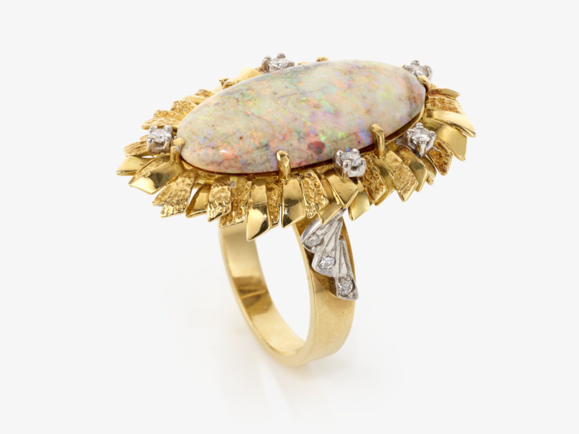 A ring with crystal opal