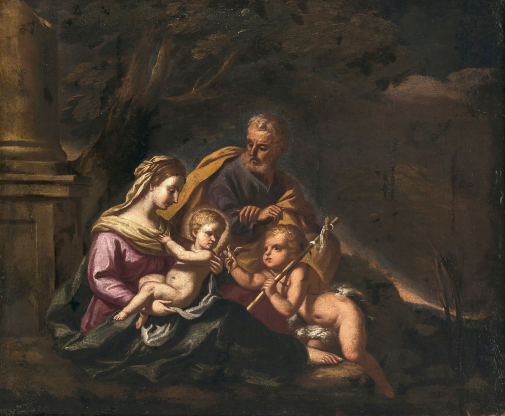 Italien 17. Jh.   - Die Heilige Familie mit dem Johannesknaben   
