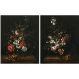 Johann Baptist Drechsler - Stillleben mit Blumen in Glasvasen