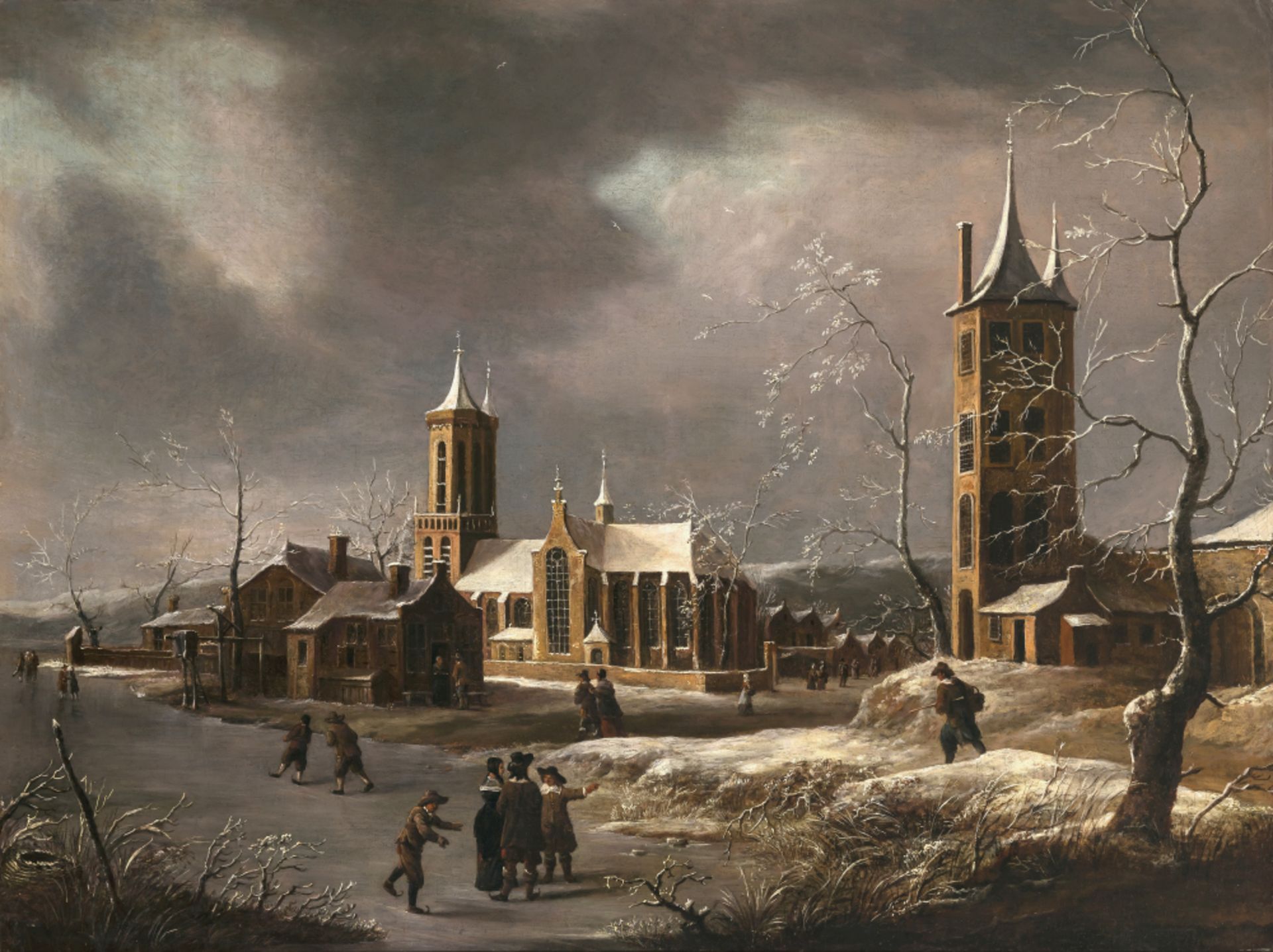 Abraham van Beerstraten (Beerstraaten)  - Winterliche Dorflandschaft mit Kirche   