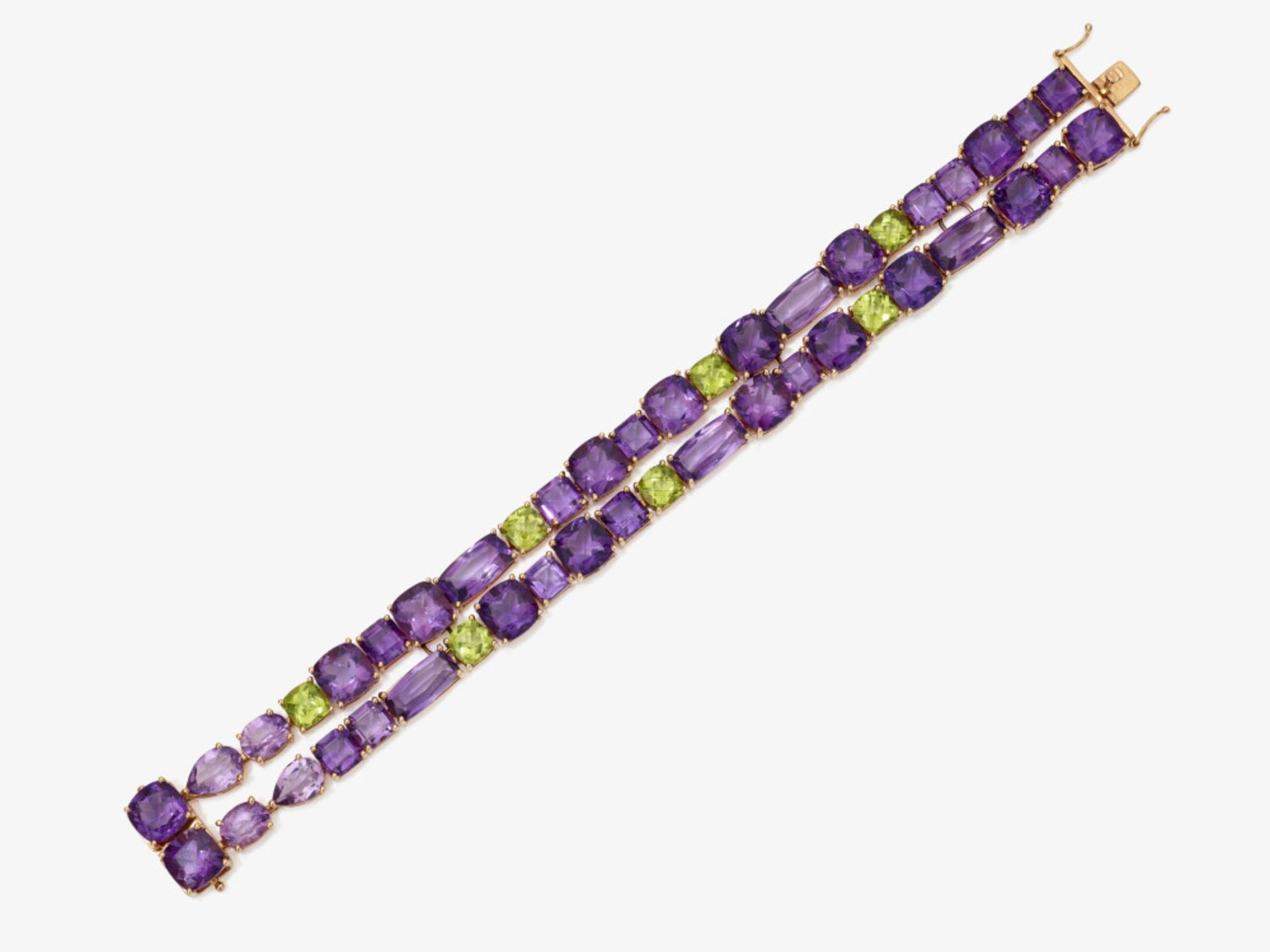 Unikates Cocktail - Armband verziert mit feinen Amethysten und Peridot - Bild 3 aus 4