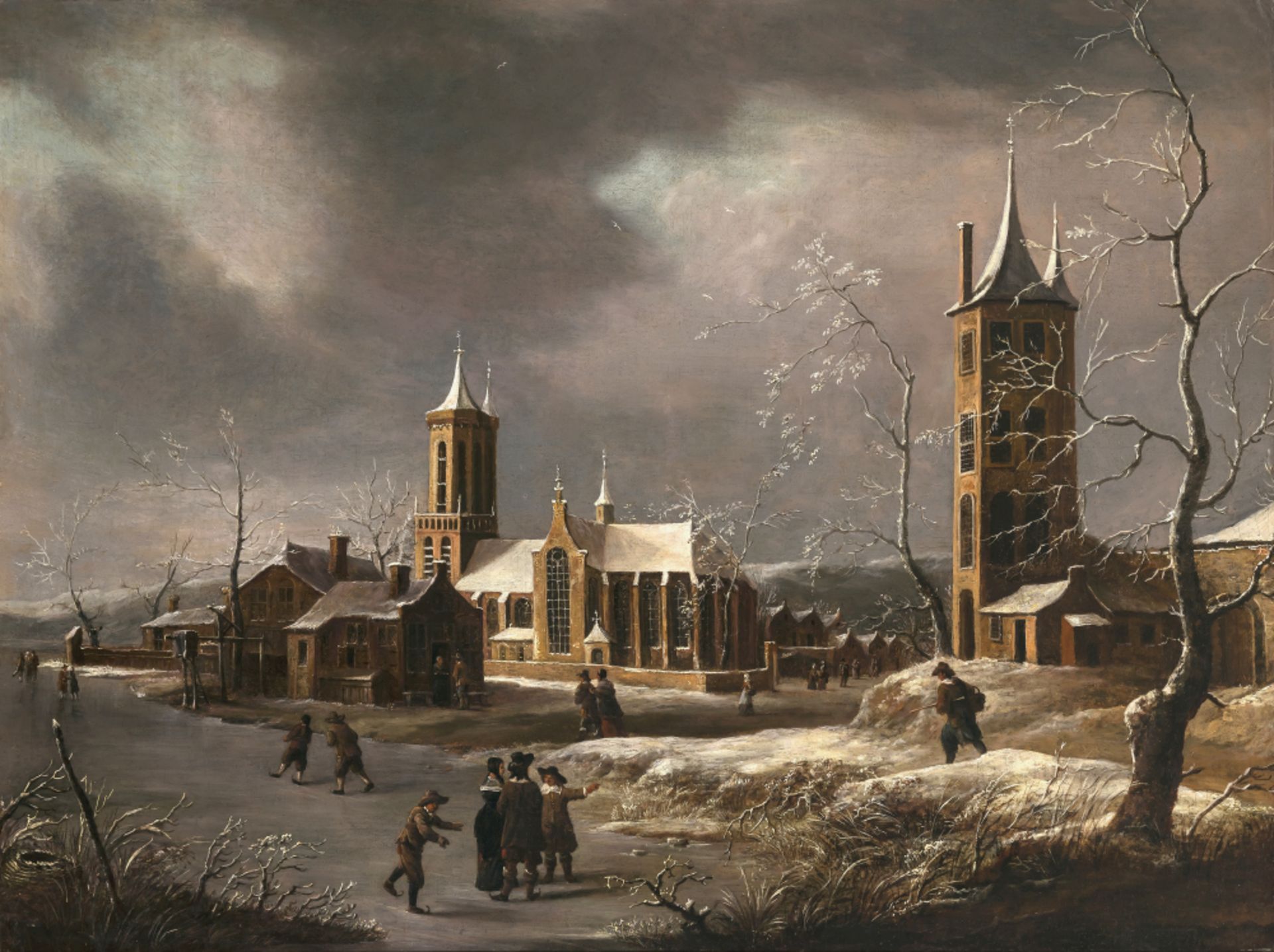 Abraham van Beerstraten (Beerstraaten)  - Winterliche Dorflandschaft mit Kirche    - Bild 2 aus 4