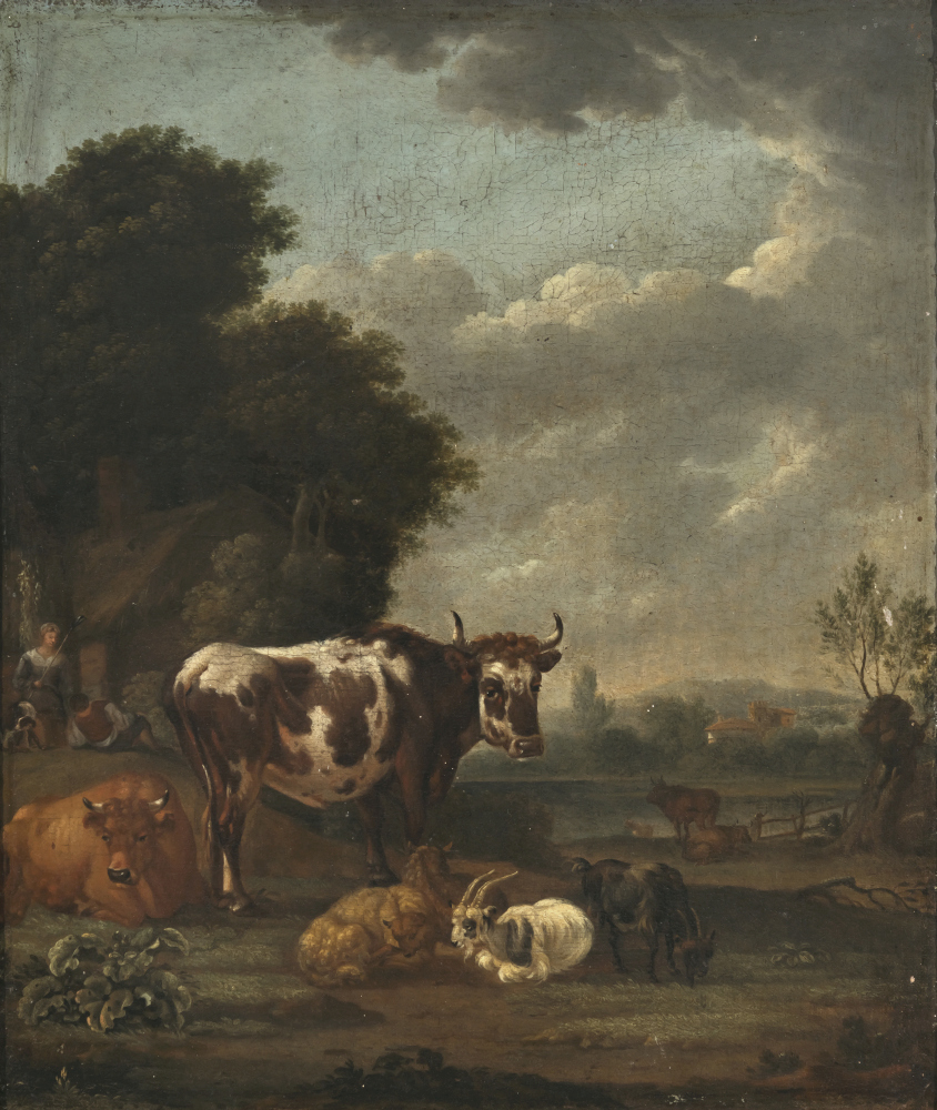 Animals and herders in the pasture