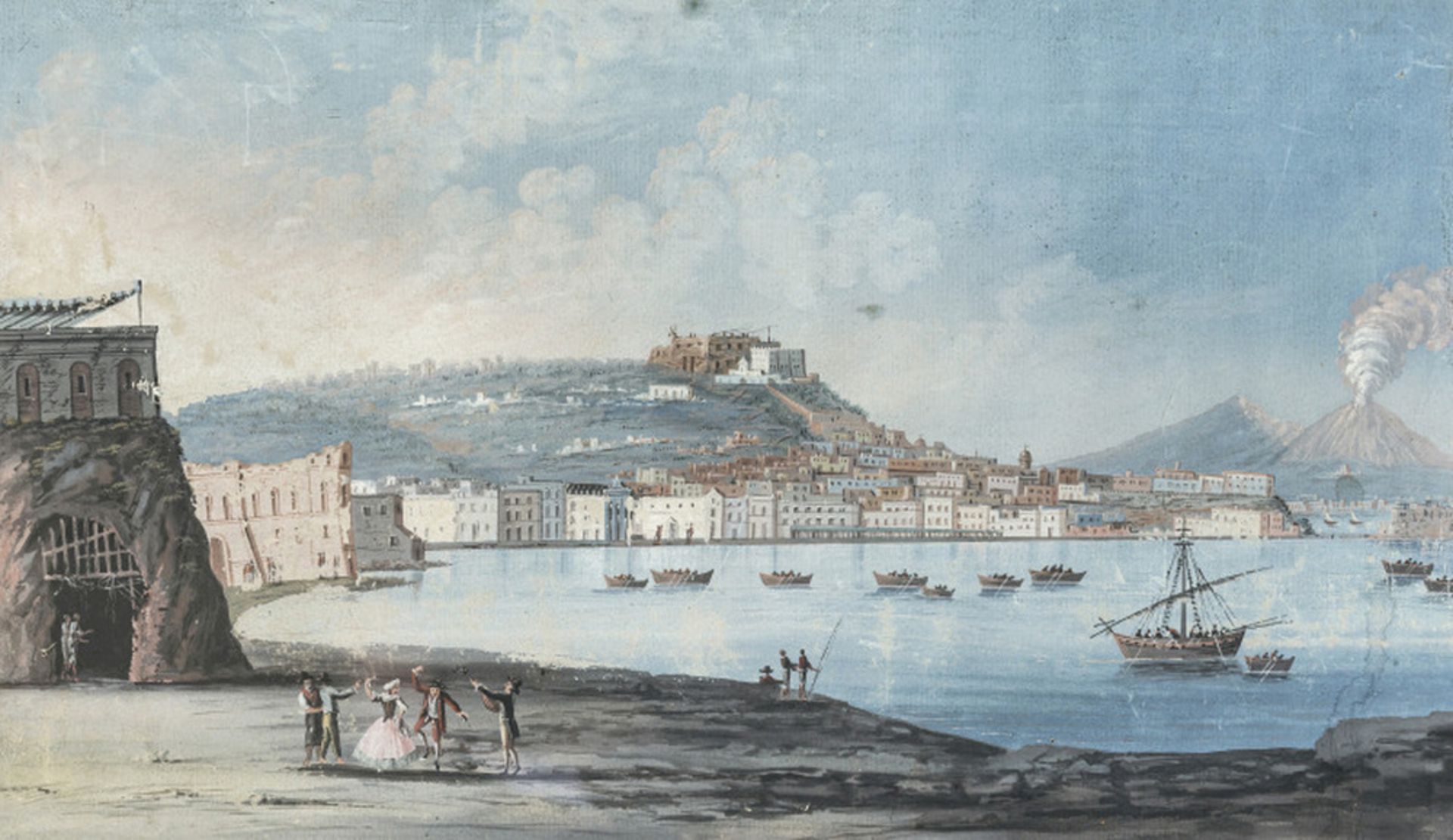 Dancers in front of the Bay of Naples