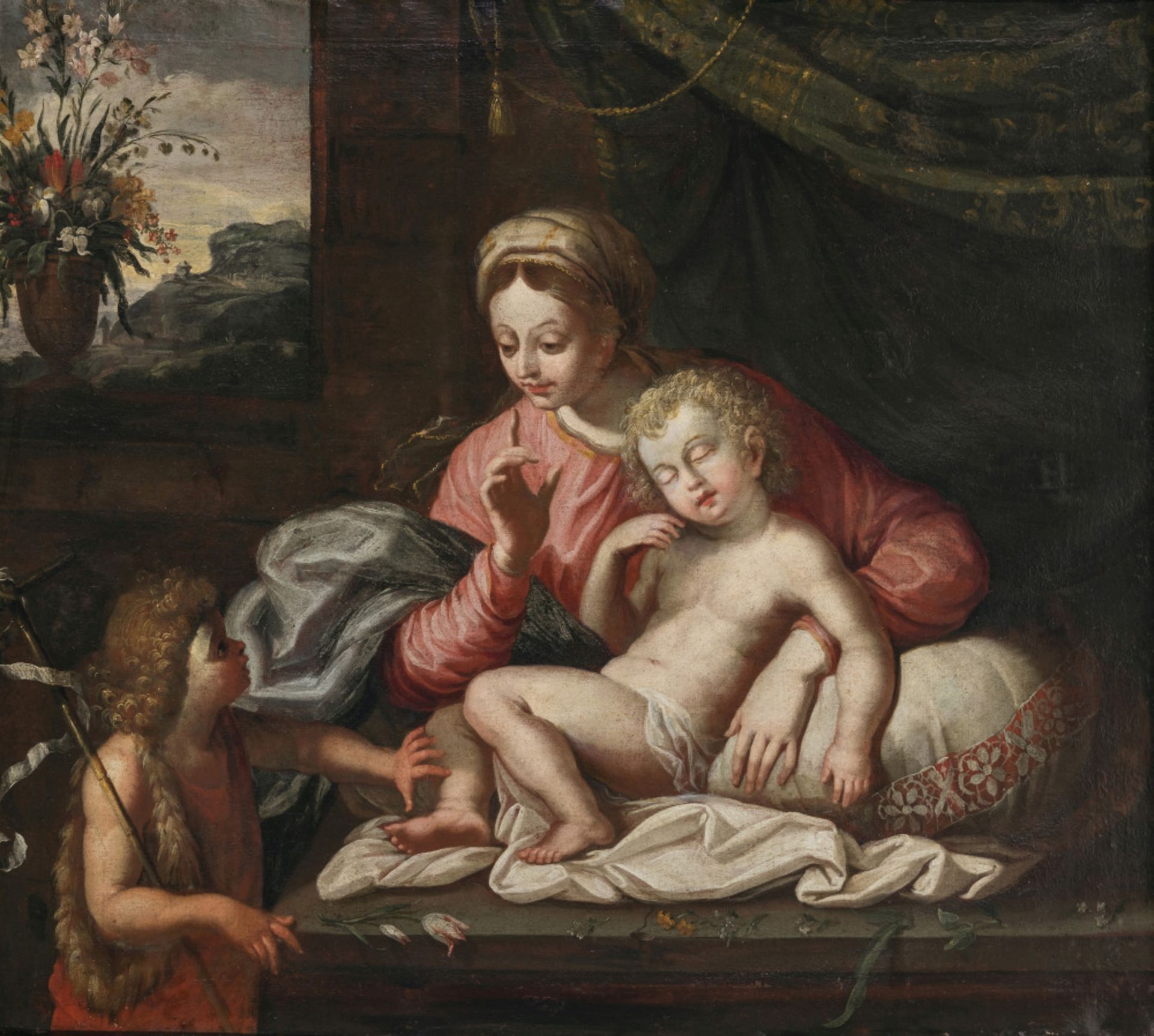 Unbekannt 17. Jh.   - Maria mit dem Kind und dem Johannesknaben   