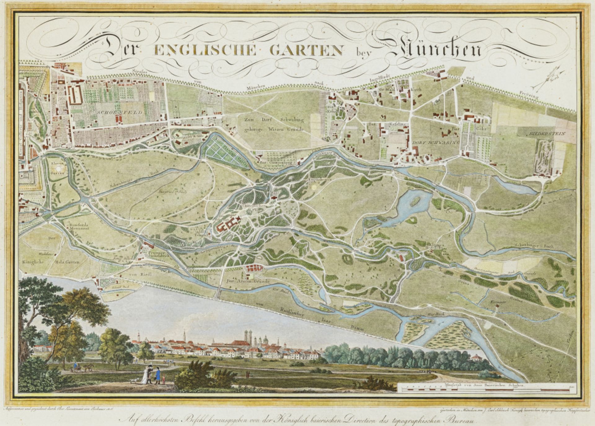 Johann Carl Schleich  - 'Der Englische Garten bey München''   