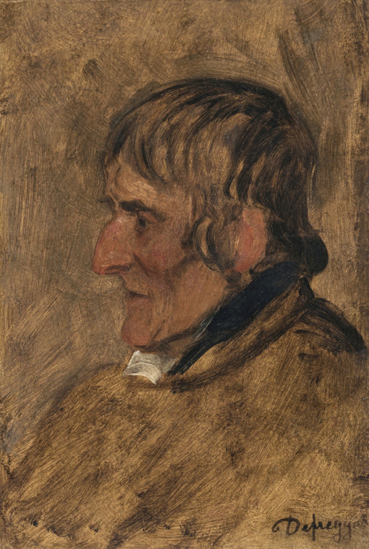 Franz von Defregger - Portrait of man in profile to the left