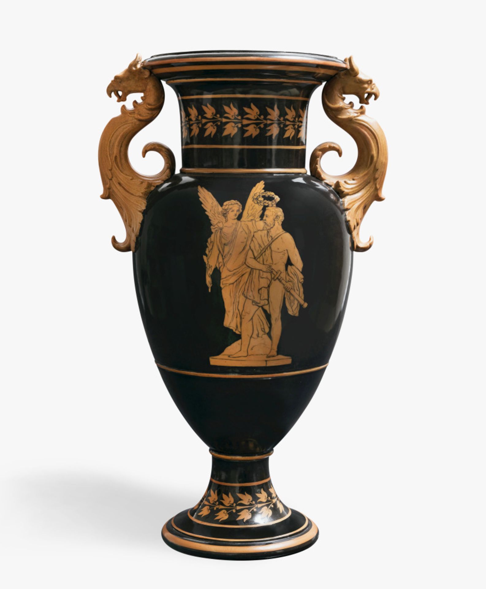 An Amphora vase "Nike crowns the winner" - KPM Berlin, 1849 - 1870, motif after Friedrich Drake