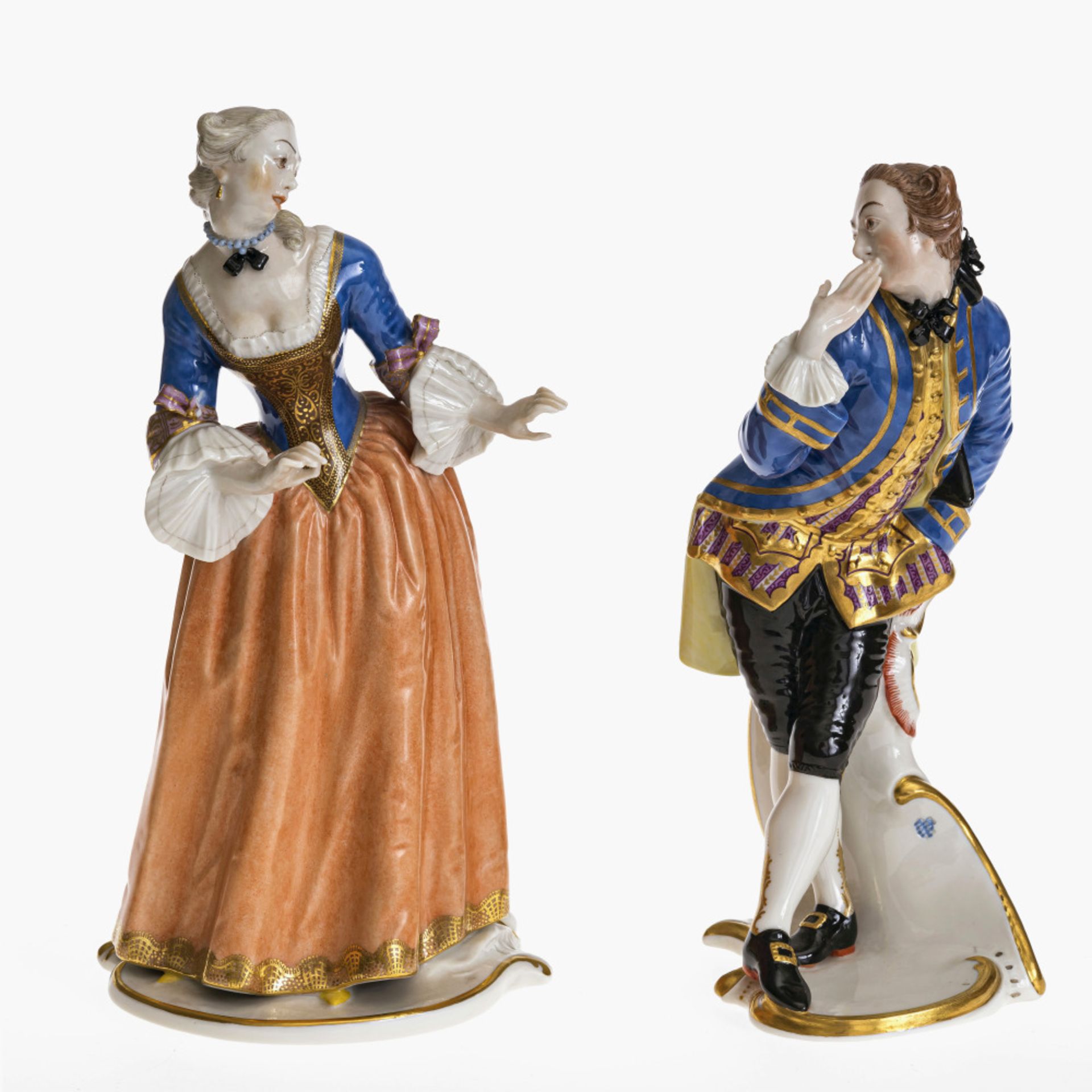 Isabella and Octavio, two figures from the Commedia dellArte - Nymphenburg, after the model by F. A.