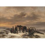 Wouter Verschuur - Winterlandschaft mit Pferdefuhrwerk und Figurenstaffage