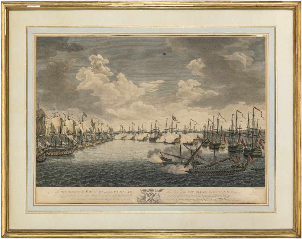 Richard Paton, nach - "The View of the Imperial Russian Fleet (...) Cheseme Bay on the 5th July 1770 - Image 2 of 3