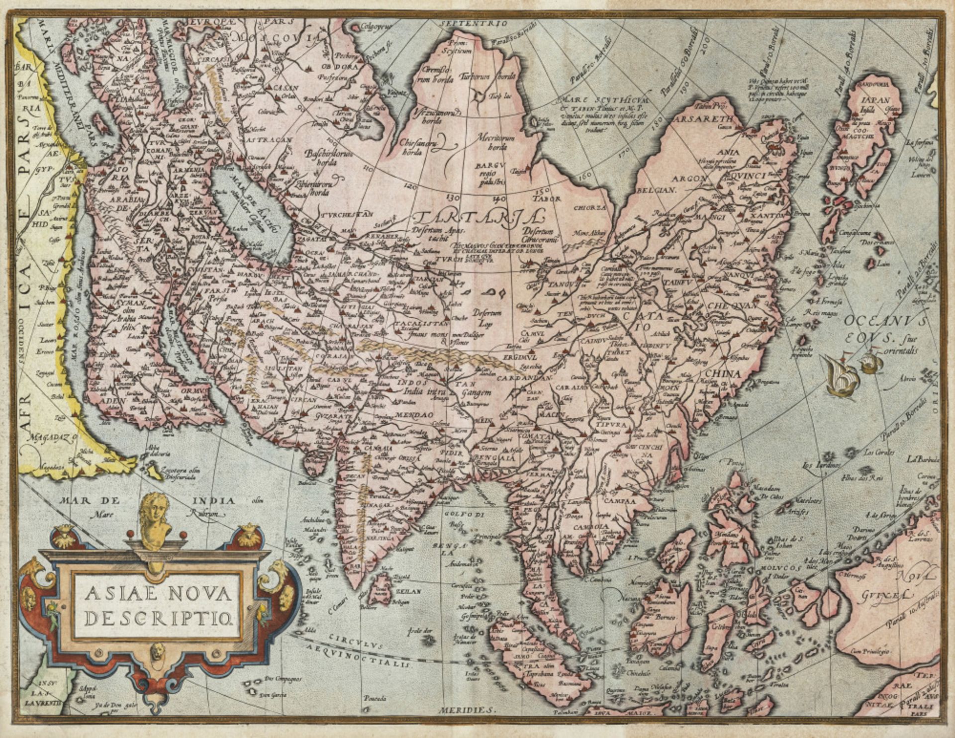 Abraham Ortelius - "Typus orbis terrarum" - "Africae tabula nova" - "Americae sive novi orbis" - "As - Image 5 of 6