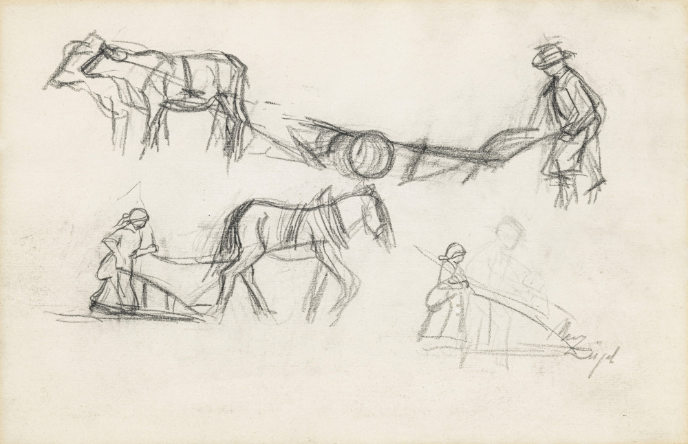 Heinrich von Zügel - Studies after ploughing peasants - Image 4 of 5