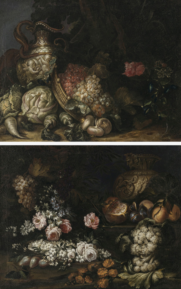 Giuseppe Vicenzino, Art des - Still life with flowers, fruit and vegetables