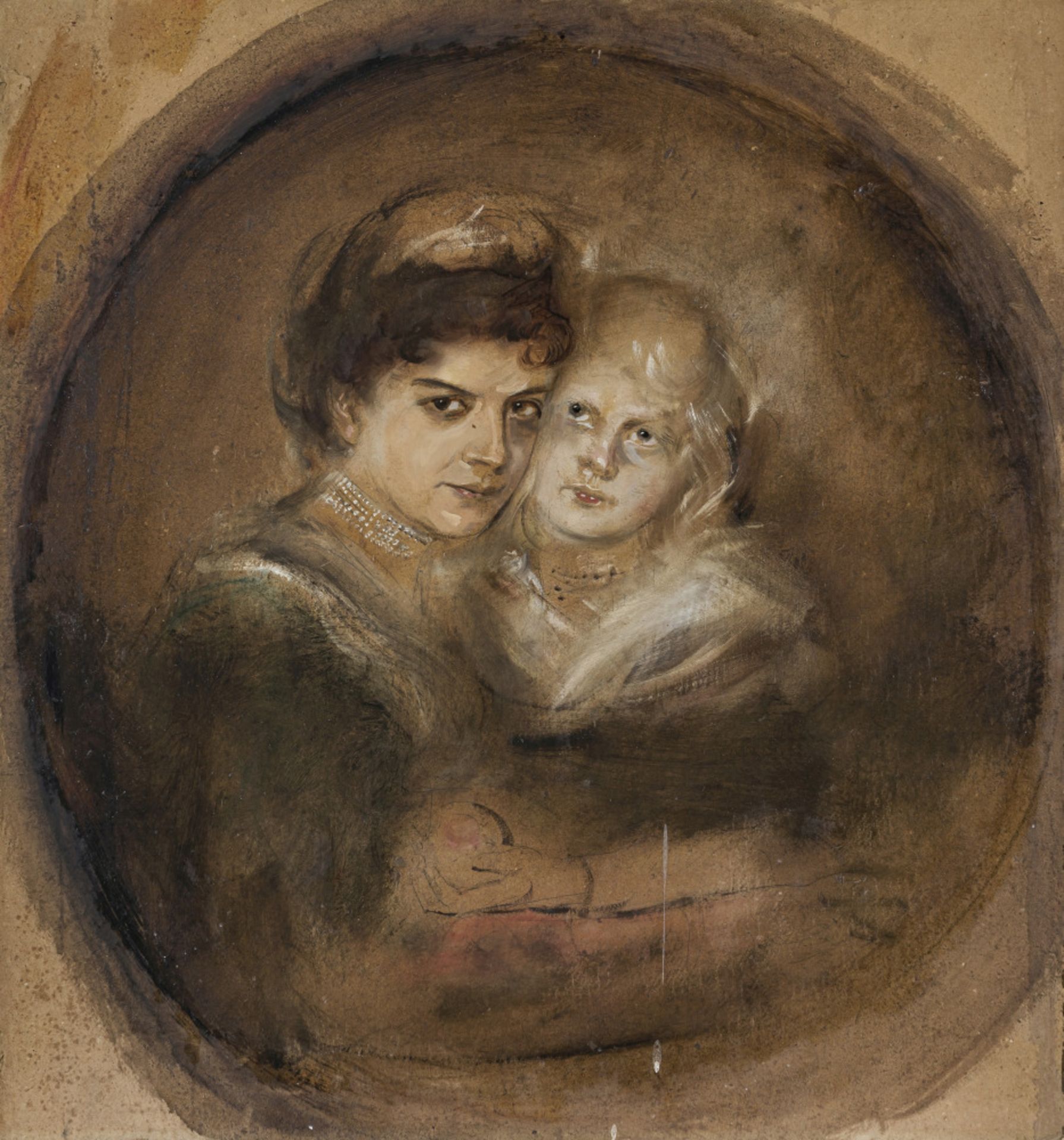 Franz von Lenbach - Portrait of Lolo von Lenbach with Marion ("Margo")