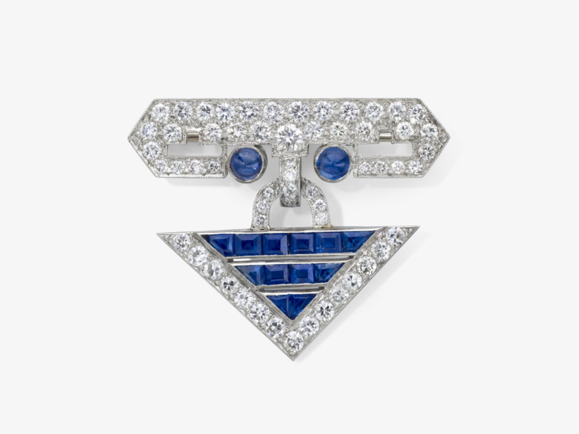 An Art Deco brooch decorated with brilliant-cut diamonds and sapphires - Probably America, 1925