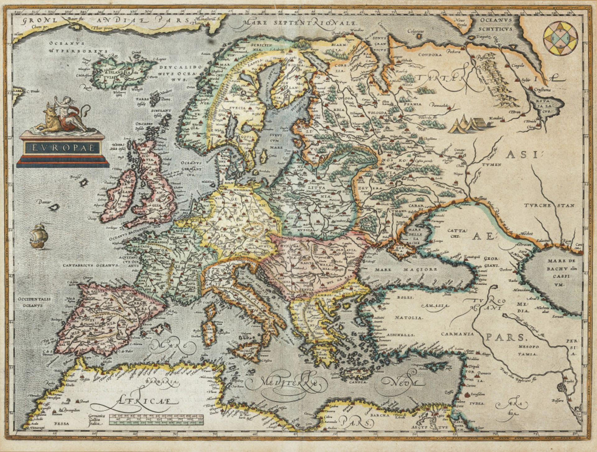 Abraham Ortelius - "Typus orbis terrarum" - "Africae tabula nova" - "Americae sive novi orbis" - "As - Image 3 of 6