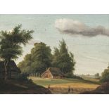 G. ten Kate um 1848 - Landschaft mit Kornfeld, Bauernhaus und Figurenstaffage